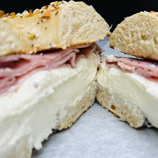 Bagel with Ham & Cream Cheese.