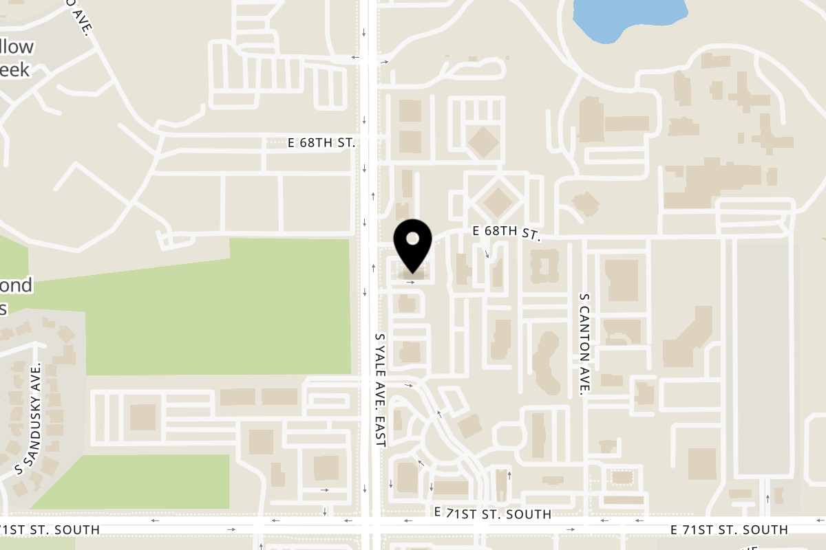 Map showing the location of New York Bagel Cafe S Yale Ave on 6805 S Yale Ave in Tulsa