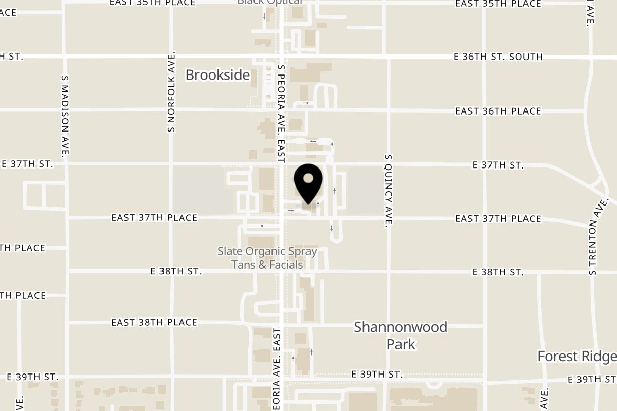 Map showing the location of New York Bagel Cafe S Peoria Ave on 3723 S Peoria Ave in Tulsa